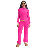 Fashion Women Solid Color Stand Collar Zipper Two Pieces Suit YD-8784-E6