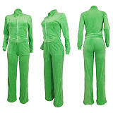 Fashion Women Solid Color Stand Collar Zipper Two Pieces Suit YD-8784-E6