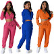 Women Hoodies Crop Jacket And Sporty Pants Casual Two Pieces Set YD-8782-B12