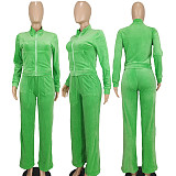 Fashion Women Solid Color Stand Collar Zipper Two Pieces Suit YD-8784-E6
