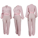 Casual Women Solid Color Zipper Long Pants 2 Pieces Suit YD-8785-H6