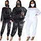 Fashion Sequined Women Tops And Long Pants Large Size Suits (with Facemask) BER-7077