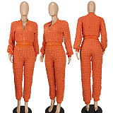 Casual Women Solid Color Zipper Long Pants 2 Pieces Suit YD-8785-H6
