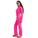 Fashion Women Solid Color Stand Collar Zipper Two Pieces Suit YD-8784-E6
