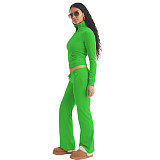Fashion Women Solid Color Stand Collar Zipper Two Pieces Suit YD-8784-E6