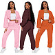 Casual Women Solid Color Zipper Long Pants 2 Pieces Suit YD-8785-H6
