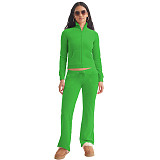 Fashion Women Solid Color Stand Collar Zipper Two Pieces Suit YD-8784-E6
