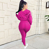 Zip Long Sleeve Hooded Fashion Sports Casual Set XT-8888