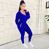 Zip Long Sleeve Hooded Fashion Sports Casual Set XT-8888