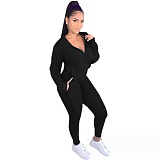 Zip Long Sleeve Hooded Fashion Sports Casual Set XT-8888