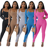 Women U-neck Straps Long Sleeves Bodycon Jumpsuits Sets YF-10648