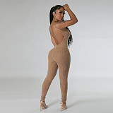 Women U-neck Straps Long Sleeves Bodycon Jumpsuits Sets YF-10648