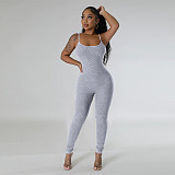 Women U-neck Straps Long Sleeves Bodycon Jumpsuits Sets YF-10648