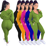Zip Long Sleeve Hooded Fashion Sports Casual Set XT-8888