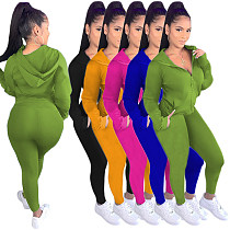 Zip Long Sleeve Hooded Fashion Sports Casual Set XT-8888