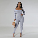 Women U-neck Straps Long Sleeves Bodycon Jumpsuits Sets YF-10648