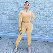 Tight Fitting Long Sleeved Top And Pants Sports Casual Set MXXB-K23ST395