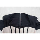 Women Patchwork Long Sleeves Wide-leg Jumpsuits YF-10590