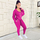 Zip Long Sleeve Hooded Fashion Sports Casual Set XT-8888