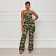 Women Sexy Strapless Camouflage Zipper Long Jumpsuit WDS-230995