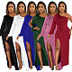 Single Shoulder Lantern Sleeve High Slit Elegant Dress YF-10269