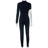 Street Solid Irregular Navel Exposed Tight Jumpsuit MXXB-K23JP311