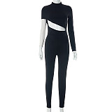 Street Solid Irregular Navel Exposed Tight Jumpsuit MXXB-K23JP311