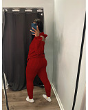 Solid Knit Sweater Hoodied Slim Fit Two Pieces Set XT-8217