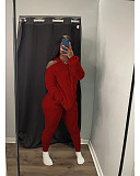 Solid Knit Sweater Hoodied Slim Fit Two Pieces Set XT-8217