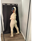 Solid Knit Sweater Hoodied Slim Fit Two Pieces Set XT-8217