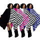 Women Striped Bat Sleeves Buttons Irregular Dress YF-10638