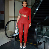 Street Solid Irregular Navel Exposed Tight Jumpsuit MXXB-K23JP311
