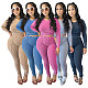 Women Long Sleeves Crop Top With Bodycon Pants Sporty Suits YF-10645