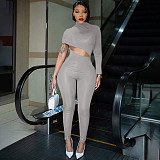 Street Solid Irregular Navel Exposed Tight Jumpsuit MXXB-K23JP311