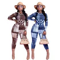 Fashion Printed Women Long Sleeves Bodycon Pants 2 Piece Sets YF-9997