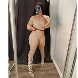 Hooded Knitted Sweater Pants Two Pieces Suits CN-0193