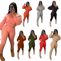 Hooded Knitted Sweater Pants Two Pieces Suits CN-0193