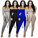 Sexy Strapless Women Plicated Long Sleeve Two Pieces Set YF-9815