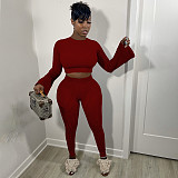 Women Flared Sleeves With Pencil Pants Leisure 2 Pieces Suits YF-9961