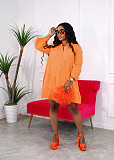 Women Lotus Sleeve Buttons Loose Casual Mini Dress YH-5301