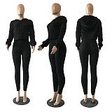 Hooded Knitted Sweater Pants Two Pieces Suits CN-0193