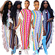 Trendy Stripes Knitted Flounced Splits Long Dresses TR-1273