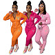 Zipper Up Long Sleeve Hooded Top Pencil Pants Sweatsuit CN-0052S3