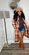 Fall Winter Women Loose Plaid Shirt Woolen Long Coat YIM-373