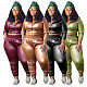 Stylish Solid Color PU-leather Women Large Size 2 Pieces Suits NNWY-7959