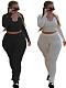 Large Size 5XL Women Crop Top And Long Pants 2 Pieces Suits FNN-8721
