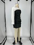 Elegant Ladies Patchwork Pleated Mini Dresses XRB-10066