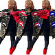 Stylish Ladies Pocket Stand Collar Sequin Lip Sleeves Camo Coat QY-5167
