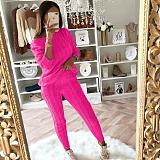 Autumn Winter Women Solid Color Sweatersporty Large Size 2 Pieces Suits RS-1118