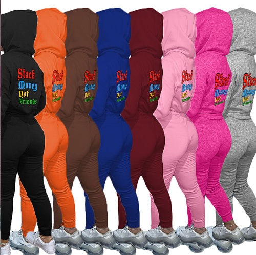Casual Solid Color Hoodies+Pants 2 Piece Sets DN-8999S10